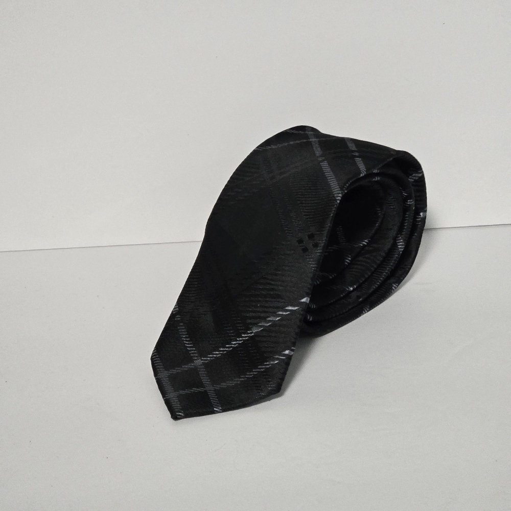 JF J. Ferrar Mens Black And Grey Polyester Tie